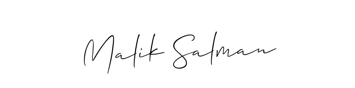Design your own signature with our free online signature maker. With this signature software, you can create a handwritten (Allison_Script) signature for name Malik Salman. Malik Salman signature style 2 images and pictures png