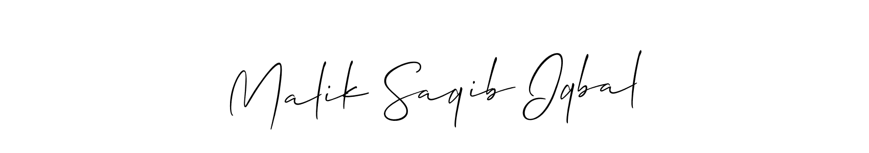 Make a beautiful signature design for name Malik Saqib Iqbal. With this signature (Allison_Script) style, you can create a handwritten signature for free. Malik Saqib Iqbal signature style 2 images and pictures png