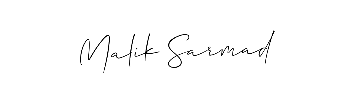 Make a beautiful signature design for name Malik Sarmad. With this signature (Allison_Script) style, you can create a handwritten signature for free. Malik Sarmad signature style 2 images and pictures png