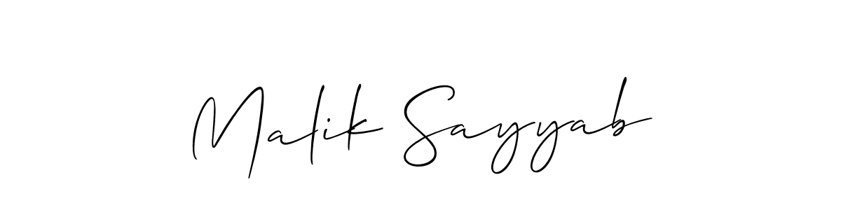 How to make Malik Sayyab name signature. Use Allison_Script style for creating short signs online. This is the latest handwritten sign. Malik Sayyab signature style 2 images and pictures png