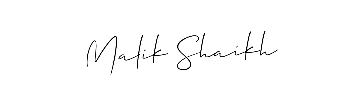 Use a signature maker to create a handwritten signature online. With this signature software, you can design (Allison_Script) your own signature for name Malik Shaikh. Malik Shaikh signature style 2 images and pictures png