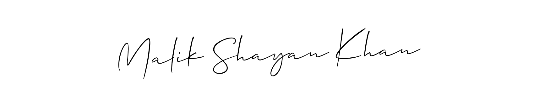 Similarly Allison_Script is the best handwritten signature design. Signature creator online .You can use it as an online autograph creator for name Malik Shayan Khan. Malik Shayan Khan signature style 2 images and pictures png