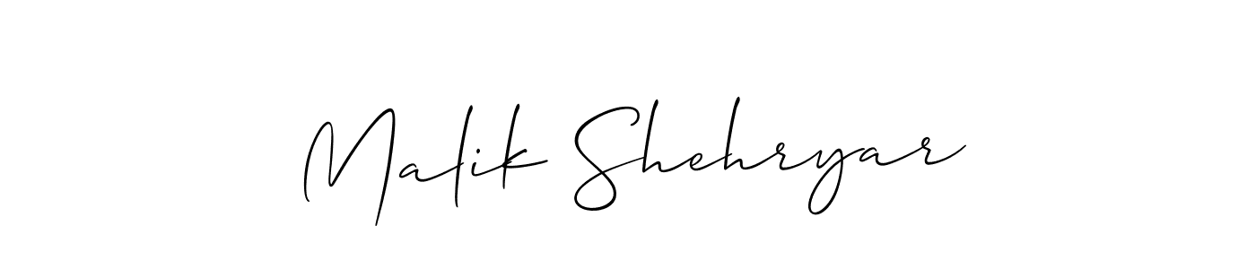 How to make Malik Shehryar name signature. Use Allison_Script style for creating short signs online. This is the latest handwritten sign. Malik Shehryar signature style 2 images and pictures png
