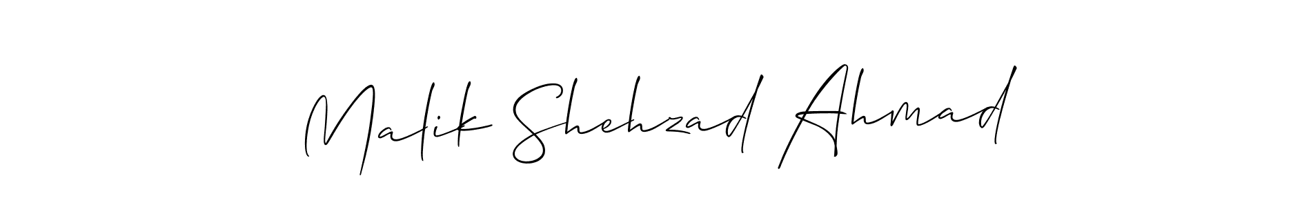 Make a beautiful signature design for name Malik Shehzad Ahmad. With this signature (Allison_Script) style, you can create a handwritten signature for free. Malik Shehzad Ahmad signature style 2 images and pictures png