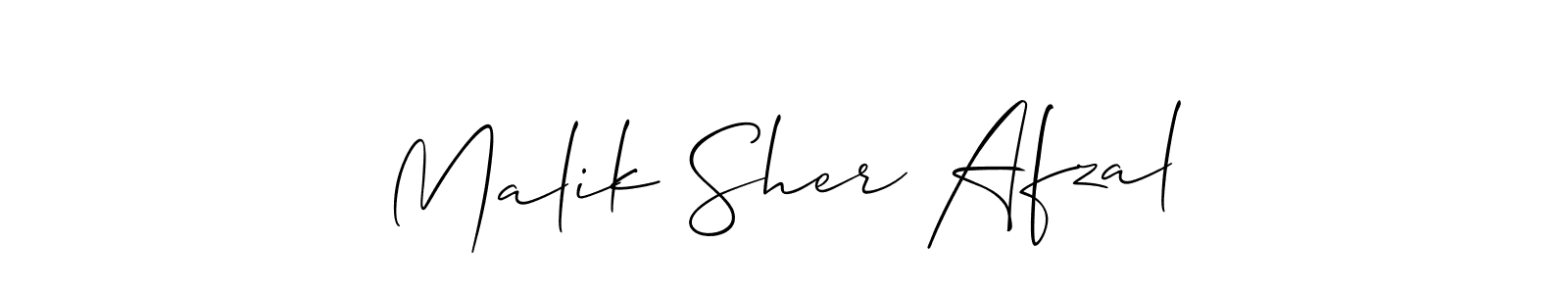 How to make Malik Sher Afzal name signature. Use Allison_Script style for creating short signs online. This is the latest handwritten sign. Malik Sher Afzal signature style 2 images and pictures png