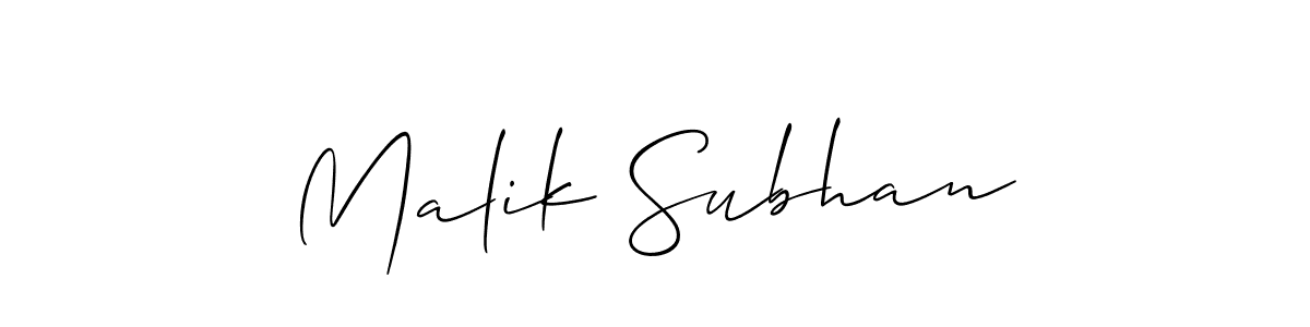 Allison_Script is a professional signature style that is perfect for those who want to add a touch of class to their signature. It is also a great choice for those who want to make their signature more unique. Get Malik Subhan name to fancy signature for free. Malik Subhan signature style 2 images and pictures png