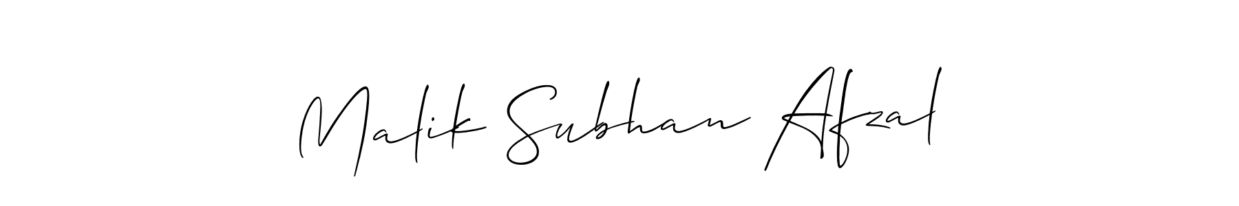 Make a short Malik Subhan Afzal signature style. Manage your documents anywhere anytime using Allison_Script. Create and add eSignatures, submit forms, share and send files easily. Malik Subhan Afzal signature style 2 images and pictures png