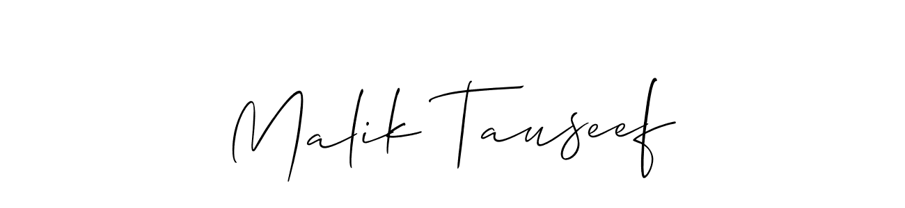 Similarly Allison_Script is the best handwritten signature design. Signature creator online .You can use it as an online autograph creator for name Malik Tauseef. Malik Tauseef signature style 2 images and pictures png