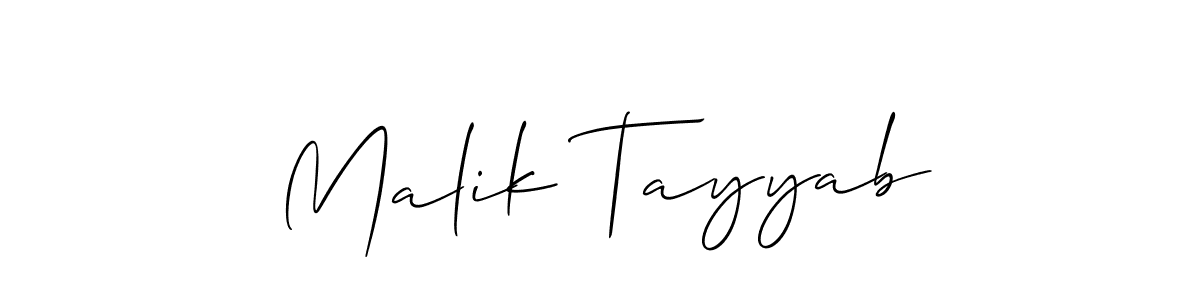 Create a beautiful signature design for name Malik Tayyab. With this signature (Allison_Script) fonts, you can make a handwritten signature for free. Malik Tayyab signature style 2 images and pictures png