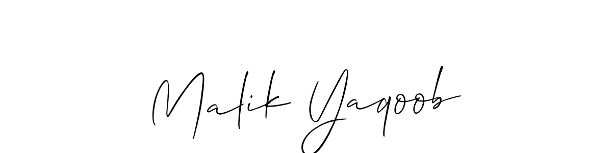 It looks lik you need a new signature style for name Malik Yaqoob. Design unique handwritten (Allison_Script) signature with our free signature maker in just a few clicks. Malik Yaqoob signature style 2 images and pictures png