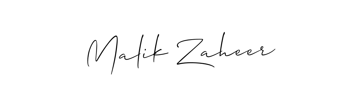 Use a signature maker to create a handwritten signature online. With this signature software, you can design (Allison_Script) your own signature for name Malik Zaheer. Malik Zaheer signature style 2 images and pictures png