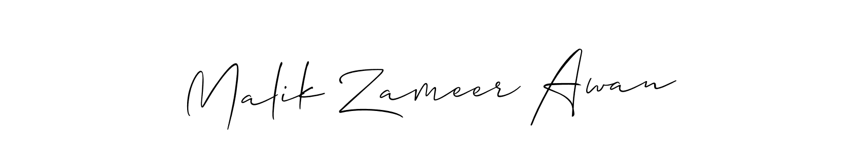 Use a signature maker to create a handwritten signature online. With this signature software, you can design (Allison_Script) your own signature for name Malik Zameer Awan. Malik Zameer Awan signature style 2 images and pictures png