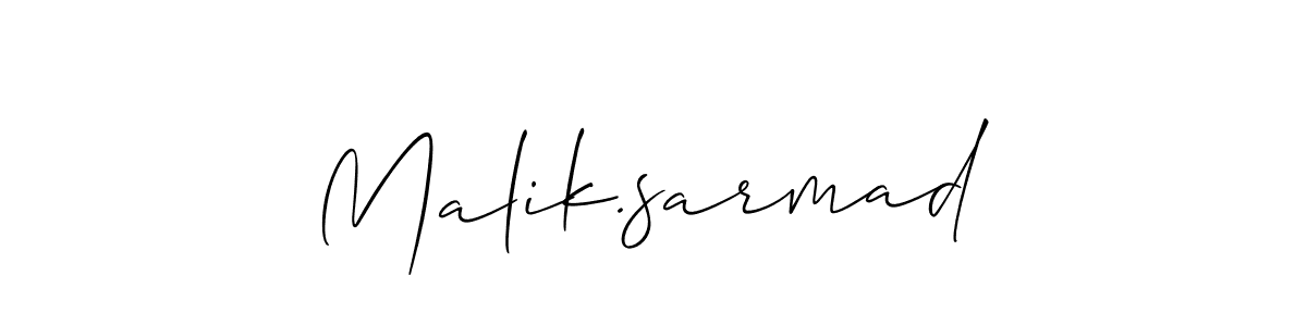 Make a short Malik.sarmad signature style. Manage your documents anywhere anytime using Allison_Script. Create and add eSignatures, submit forms, share and send files easily. Malik.sarmad signature style 2 images and pictures png