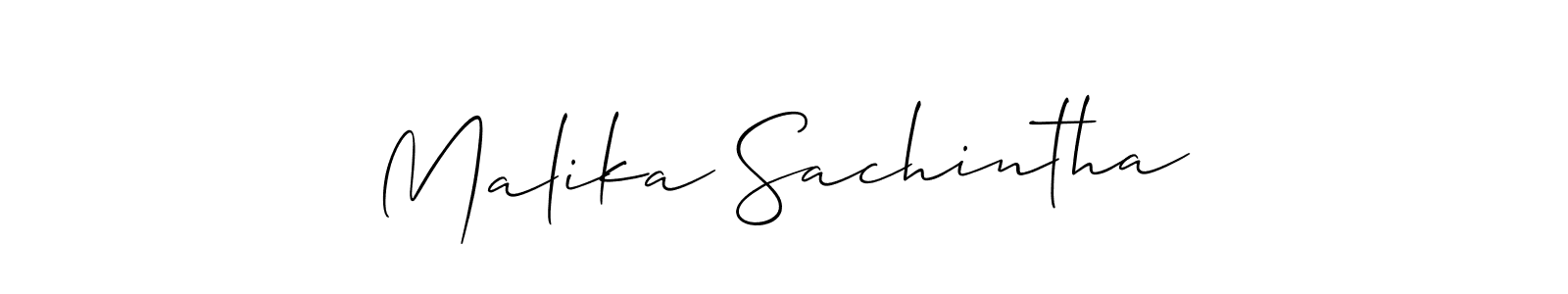 Use a signature maker to create a handwritten signature online. With this signature software, you can design (Allison_Script) your own signature for name Malika Sachintha. Malika Sachintha signature style 2 images and pictures png