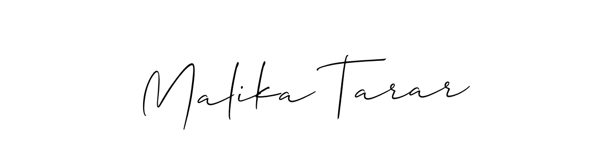 Also You can easily find your signature by using the search form. We will create Malika Tarar name handwritten signature images for you free of cost using Allison_Script sign style. Malika Tarar signature style 2 images and pictures png