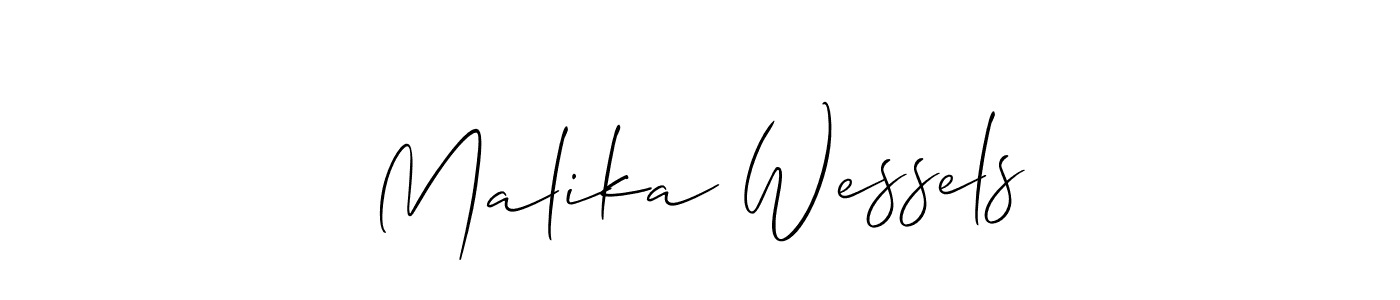 You should practise on your own different ways (Allison_Script) to write your name (Malika Wessels) in signature. don't let someone else do it for you. Malika Wessels signature style 2 images and pictures png