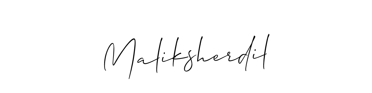How to make Maliksherdil signature? Allison_Script is a professional autograph style. Create handwritten signature for Maliksherdil name. Maliksherdil signature style 2 images and pictures png