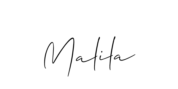 The best way (Allison_Script) to make a short signature is to pick only two or three words in your name. The name Malila include a total of six letters. For converting this name. Malila signature style 2 images and pictures png