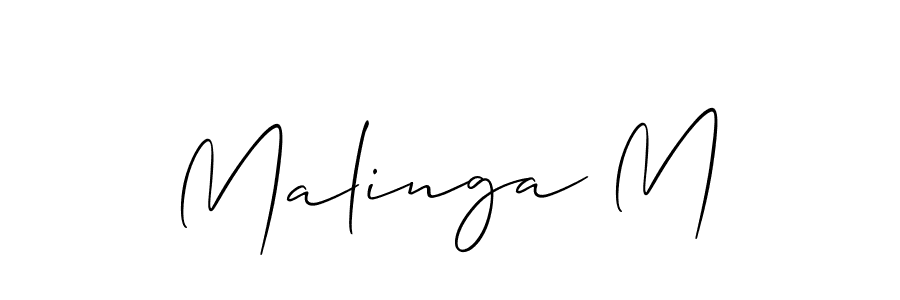 Use a signature maker to create a handwritten signature online. With this signature software, you can design (Allison_Script) your own signature for name Malinga M. Malinga M signature style 2 images and pictures png