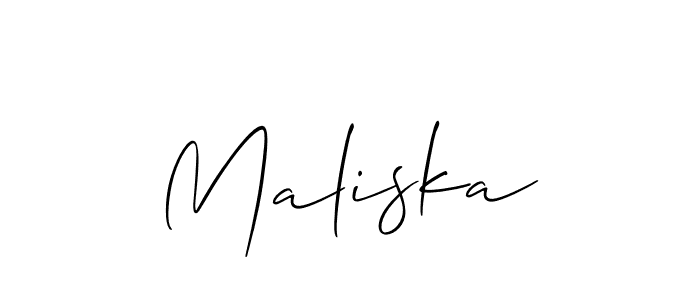 The best way (Allison_Script) to make a short signature is to pick only two or three words in your name. The name Maliska include a total of six letters. For converting this name. Maliska signature style 2 images and pictures png