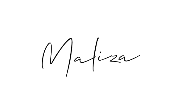 Design your own signature with our free online signature maker. With this signature software, you can create a handwritten (Allison_Script) signature for name Maliza. Maliza signature style 2 images and pictures png