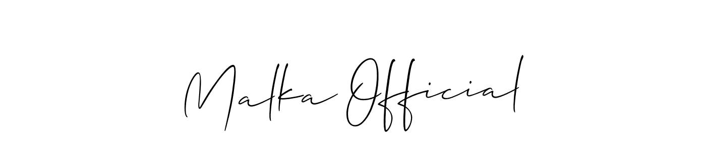 Malka Official stylish signature style. Best Handwritten Sign (Allison_Script) for my name. Handwritten Signature Collection Ideas for my name Malka Official. Malka Official signature style 2 images and pictures png