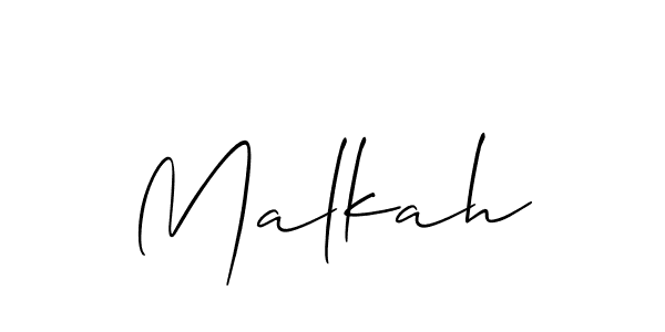 Use a signature maker to create a handwritten signature online. With this signature software, you can design (Allison_Script) your own signature for name Malkah. Malkah signature style 2 images and pictures png