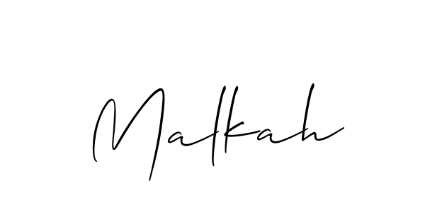 Use a signature maker to create a handwritten signature online. With this signature software, you can design (Allison_Script) your own signature for name Malkah. Malkah signature style 2 images and pictures png