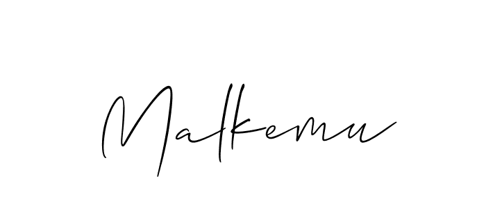 Use a signature maker to create a handwritten signature online. With this signature software, you can design (Allison_Script) your own signature for name Malkemu. Malkemu signature style 2 images and pictures png