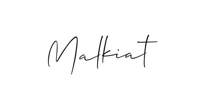 Make a beautiful signature design for name Malkiat. With this signature (Allison_Script) style, you can create a handwritten signature for free. Malkiat signature style 2 images and pictures png