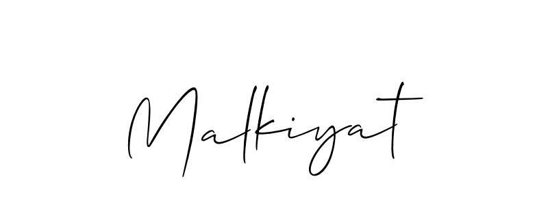 Make a beautiful signature design for name Malkiyat. With this signature (Allison_Script) style, you can create a handwritten signature for free. Malkiyat signature style 2 images and pictures png