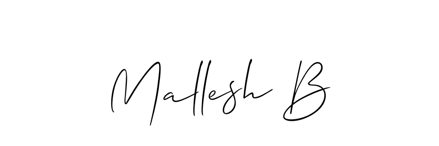 Create a beautiful signature design for name Mallesh B. With this signature (Allison_Script) fonts, you can make a handwritten signature for free. Mallesh B signature style 2 images and pictures png