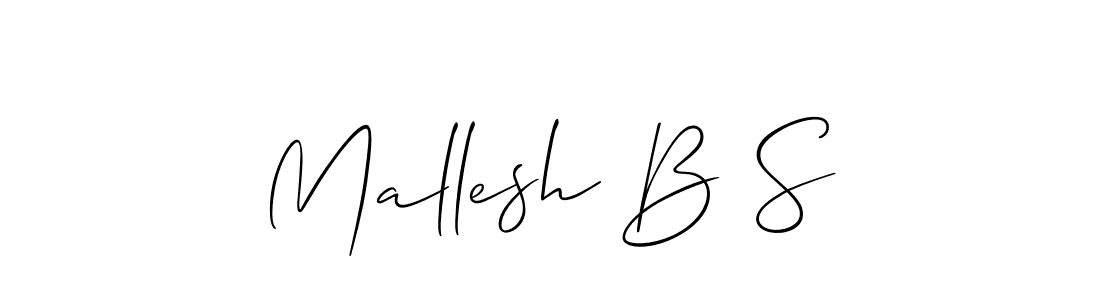 The best way (Allison_Script) to make a short signature is to pick only two or three words in your name. The name Mallesh B S include a total of six letters. For converting this name. Mallesh B S signature style 2 images and pictures png