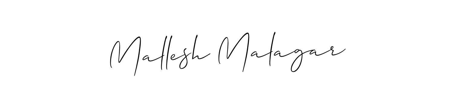 Create a beautiful signature design for name Mallesh Malagar. With this signature (Allison_Script) fonts, you can make a handwritten signature for free. Mallesh Malagar signature style 2 images and pictures png