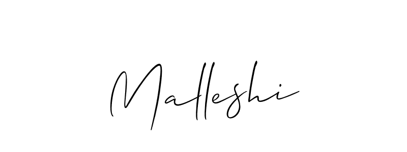 Use a signature maker to create a handwritten signature online. With this signature software, you can design (Allison_Script) your own signature for name Malleshi. Malleshi signature style 2 images and pictures png