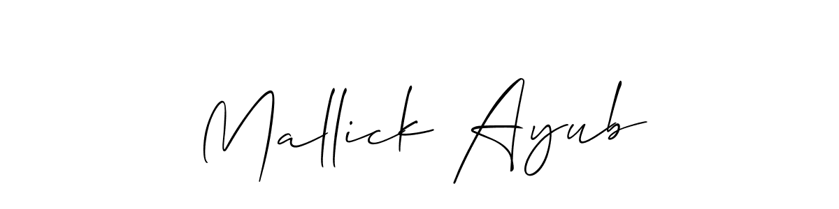 Design your own signature with our free online signature maker. With this signature software, you can create a handwritten (Allison_Script) signature for name Mallick Ayub. Mallick Ayub signature style 2 images and pictures png