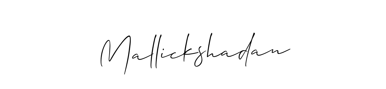 Make a short Mallickshadan signature style. Manage your documents anywhere anytime using Allison_Script. Create and add eSignatures, submit forms, share and send files easily. Mallickshadan signature style 2 images and pictures png