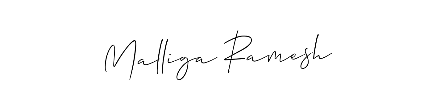 Make a short Malliga Ramesh signature style. Manage your documents anywhere anytime using Allison_Script. Create and add eSignatures, submit forms, share and send files easily. Malliga Ramesh signature style 2 images and pictures png