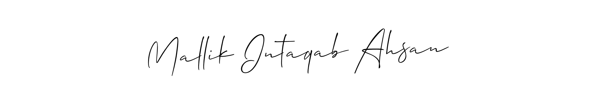 Use a signature maker to create a handwritten signature online. With this signature software, you can design (Allison_Script) your own signature for name Mallik Intaqab Ahsan. Mallik Intaqab Ahsan signature style 2 images and pictures png