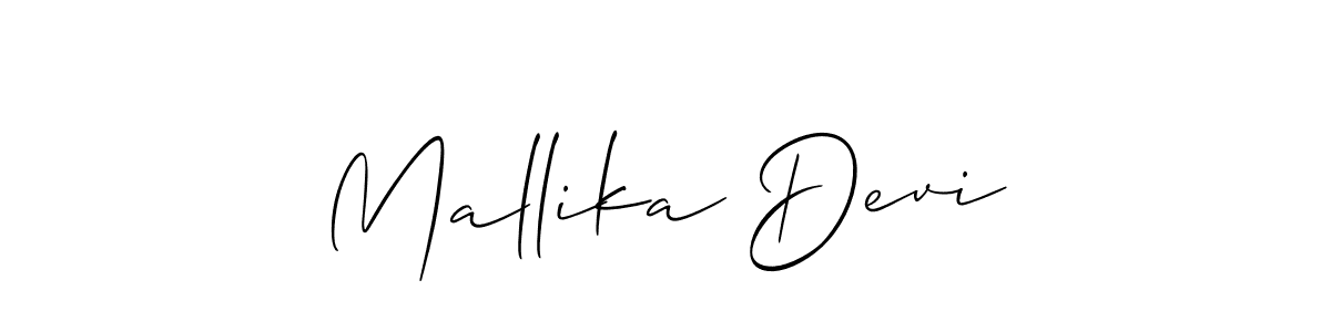 Create a beautiful signature design for name Mallika Devi. With this signature (Allison_Script) fonts, you can make a handwritten signature for free. Mallika Devi signature style 2 images and pictures png