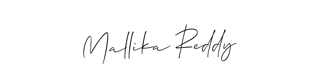 Make a beautiful signature design for name Mallika Reddy. With this signature (Allison_Script) style, you can create a handwritten signature for free. Mallika Reddy signature style 2 images and pictures png