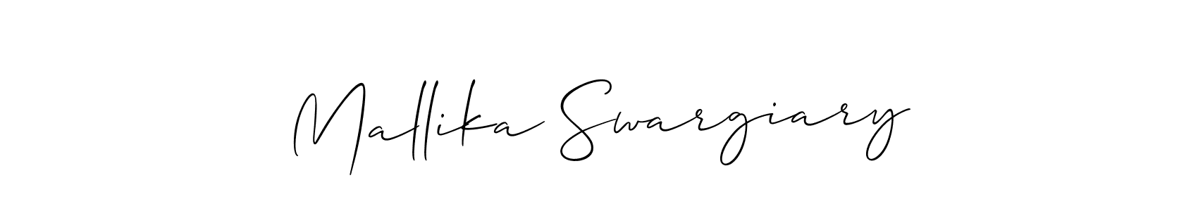 Allison_Script is a professional signature style that is perfect for those who want to add a touch of class to their signature. It is also a great choice for those who want to make their signature more unique. Get Mallika Swargiary name to fancy signature for free. Mallika Swargiary signature style 2 images and pictures png
