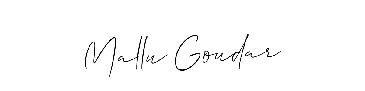 The best way (Allison_Script) to make a short signature is to pick only two or three words in your name. The name Mallu Goudar include a total of six letters. For converting this name. Mallu Goudar signature style 2 images and pictures png