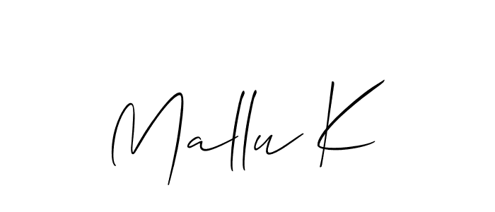 How to make Mallu K name signature. Use Allison_Script style for creating short signs online. This is the latest handwritten sign. Mallu K signature style 2 images and pictures png