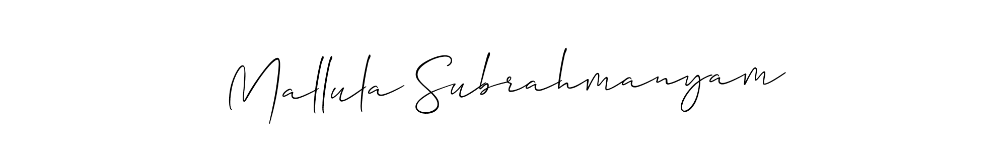 if you are searching for the best signature style for your name Mallula Subrahmanyam. so please give up your signature search. here we have designed multiple signature styles  using Allison_Script. Mallula Subrahmanyam signature style 2 images and pictures png