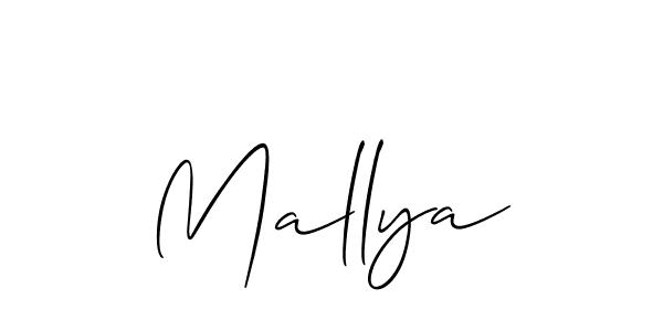 Use a signature maker to create a handwritten signature online. With this signature software, you can design (Allison_Script) your own signature for name Mallya. Mallya signature style 2 images and pictures png