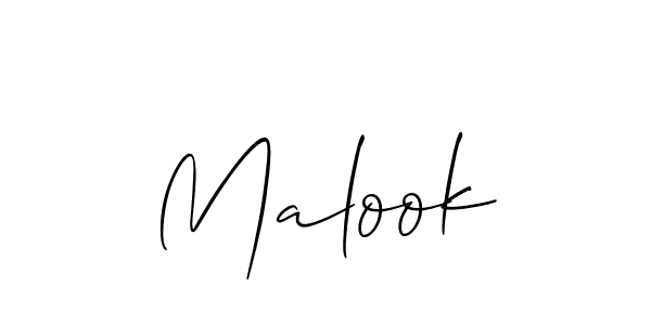 The best way (Allison_Script) to make a short signature is to pick only two or three words in your name. The name Malook include a total of six letters. For converting this name. Malook signature style 2 images and pictures png