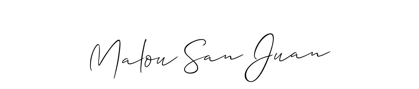 How to make Malou San Juan name signature. Use Allison_Script style for creating short signs online. This is the latest handwritten sign. Malou San Juan signature style 2 images and pictures png