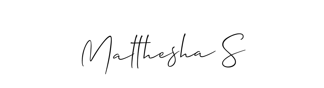Design your own signature with our free online signature maker. With this signature software, you can create a handwritten (Allison_Script) signature for name Malthesha S. Malthesha S signature style 2 images and pictures png