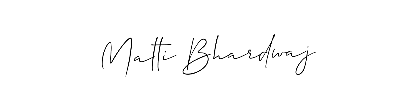 Make a beautiful signature design for name Malti Bhardwaj. With this signature (Allison_Script) style, you can create a handwritten signature for free. Malti Bhardwaj signature style 2 images and pictures png